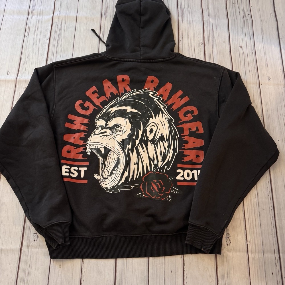 Rawgear Gorilla Rage Hoodie Size Medium Mens Distressed Pullover
